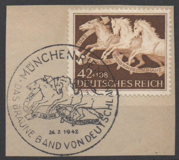 Michel Nr. 815, Galopprennen auf Briefstück.